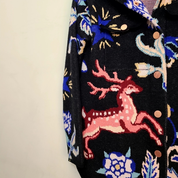By Anthropologie Printed Sweater Jacket Whimsical Size XXS - Picture 6 of 10